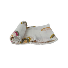 Load image into Gallery viewer, Printed Bamboo Cotton Swaddle | Pink Rainbow