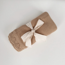 Load image into Gallery viewer, Organic Cotton Knitted Blanket | Almond