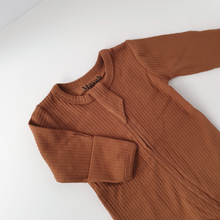 Load image into Gallery viewer, Organic Cotton Ribbed Sleepsuit | Deep Rust