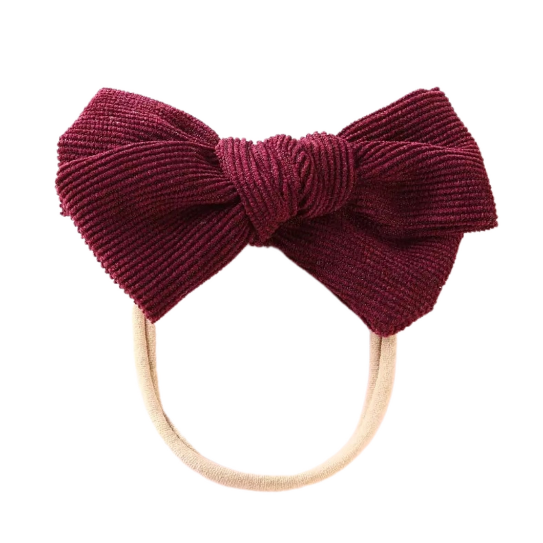 Corduroy Bow Headbands | Burgundy