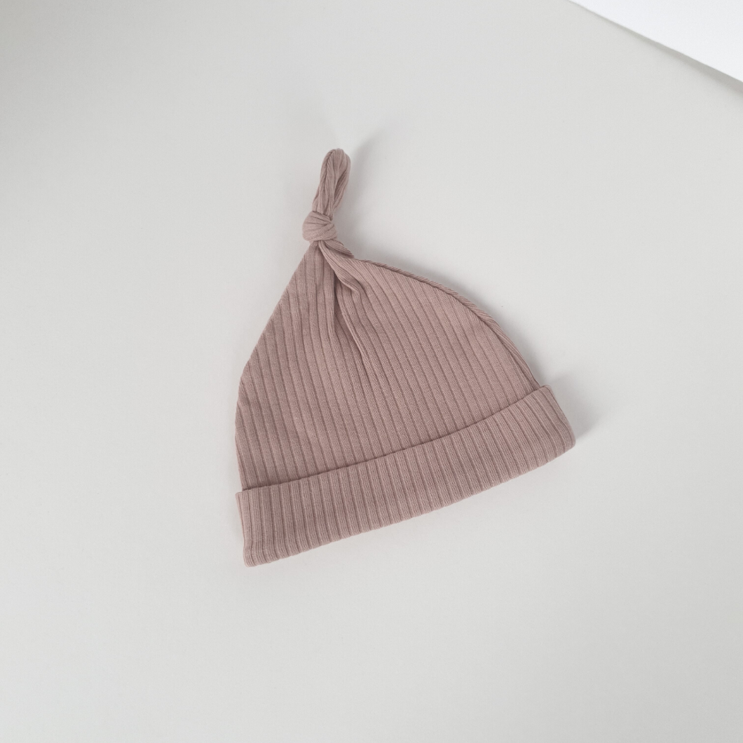 Organic Cotton Ribbed Knot Hat | Dusty Mauve