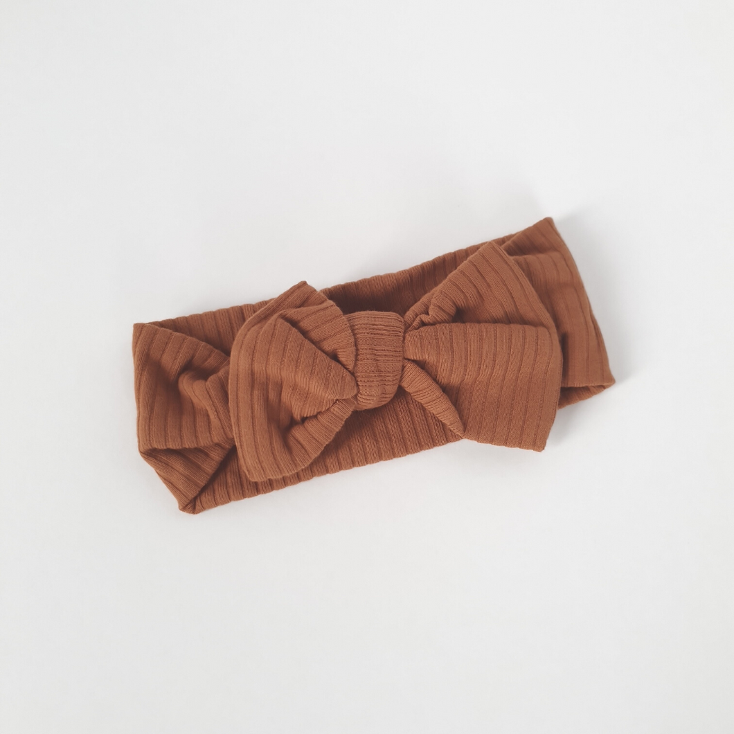 Organic Cotton Ribbed Bow Headband | Deep Rust
