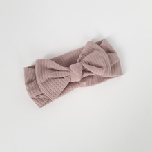Load image into Gallery viewer, Organic Cotton Ribbed Bow Headband | Dusty Mauve
