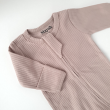 Load image into Gallery viewer, Organic Cotton Ribbed Sleepsuit | Dusty Mauve
