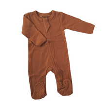Load image into Gallery viewer, Organic Cotton Ribbed Sleepsuit | Deep Rust
