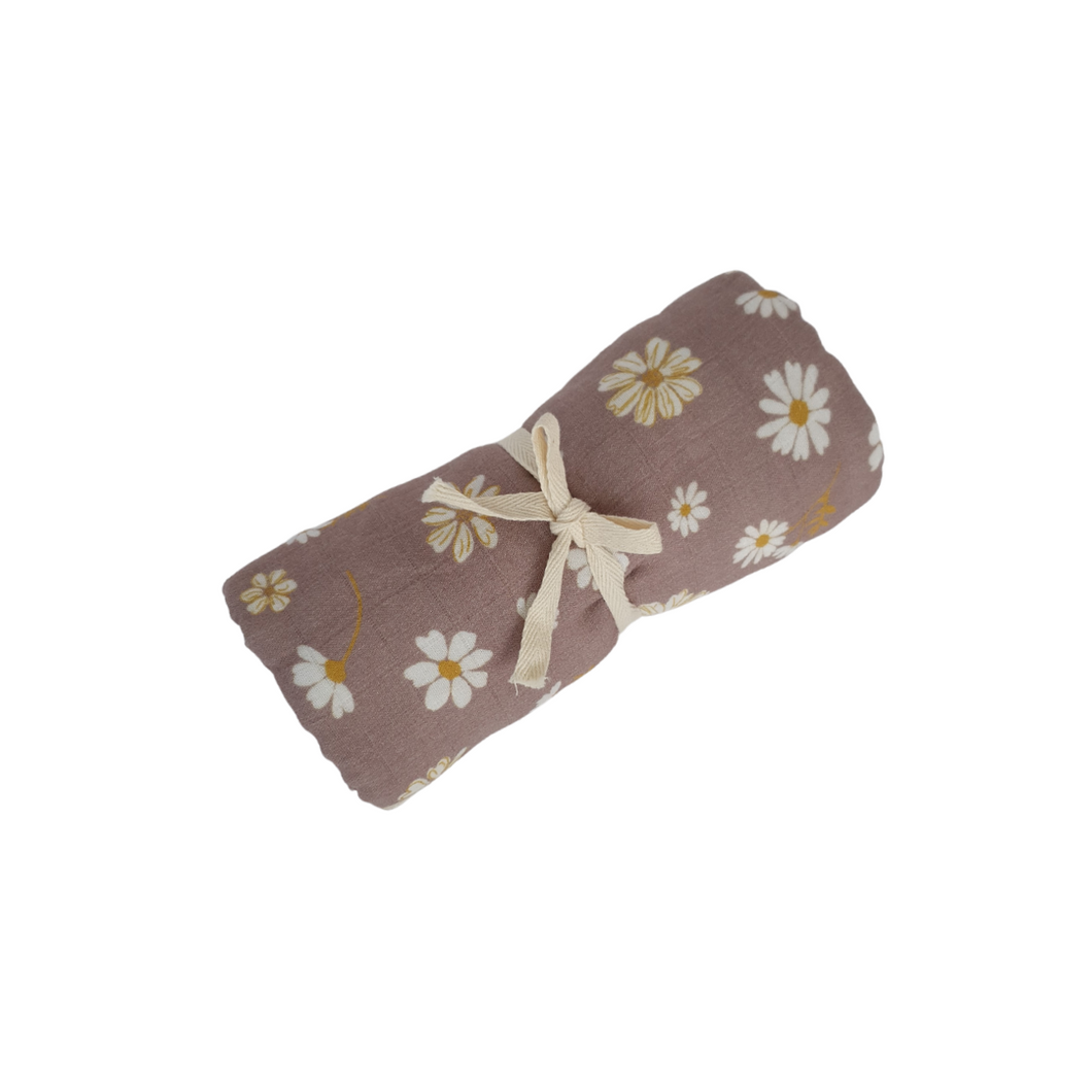 Printed Bamboo Cotton Swaddle | Purple Floral