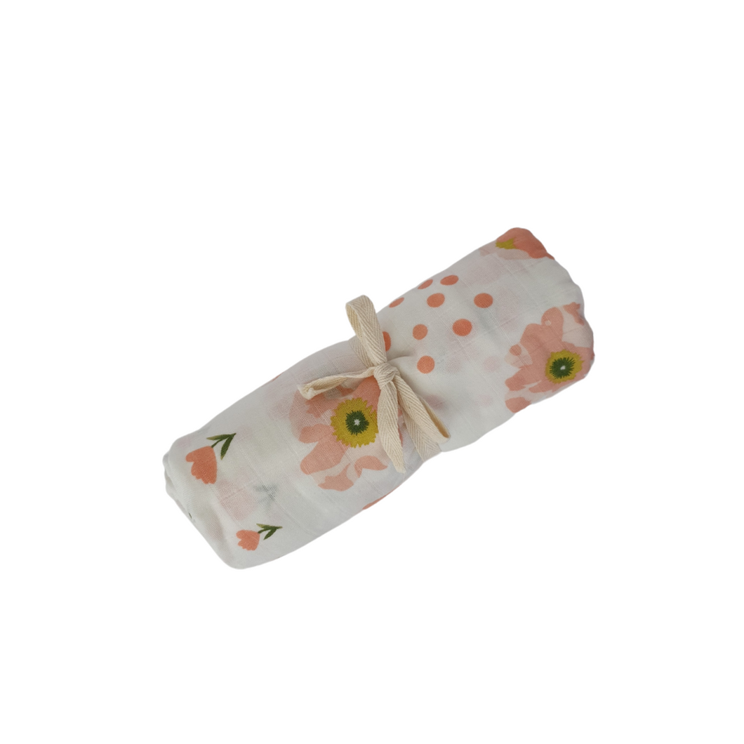 Printed Bamboo Cotton Swaddle | Pink Floral