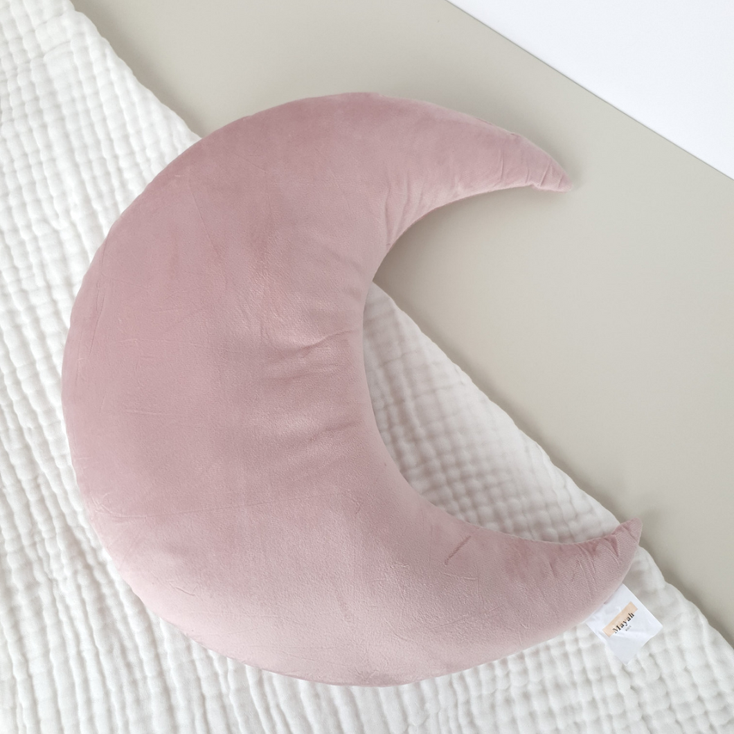 Velvet Crescent Moon Cushion | Pale Pink