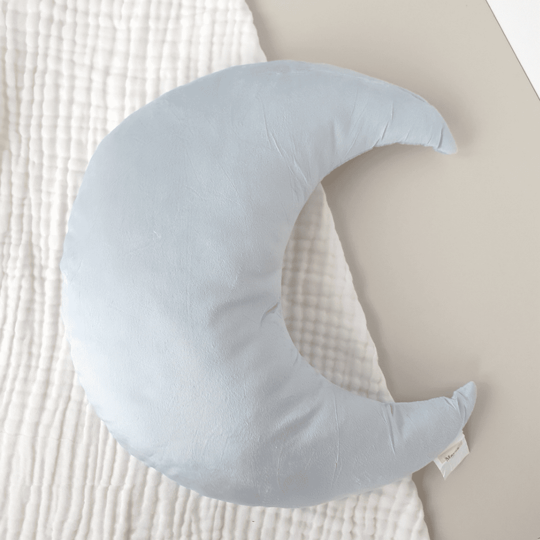 Velvet Crescent Moon Cushion | Pale Blue