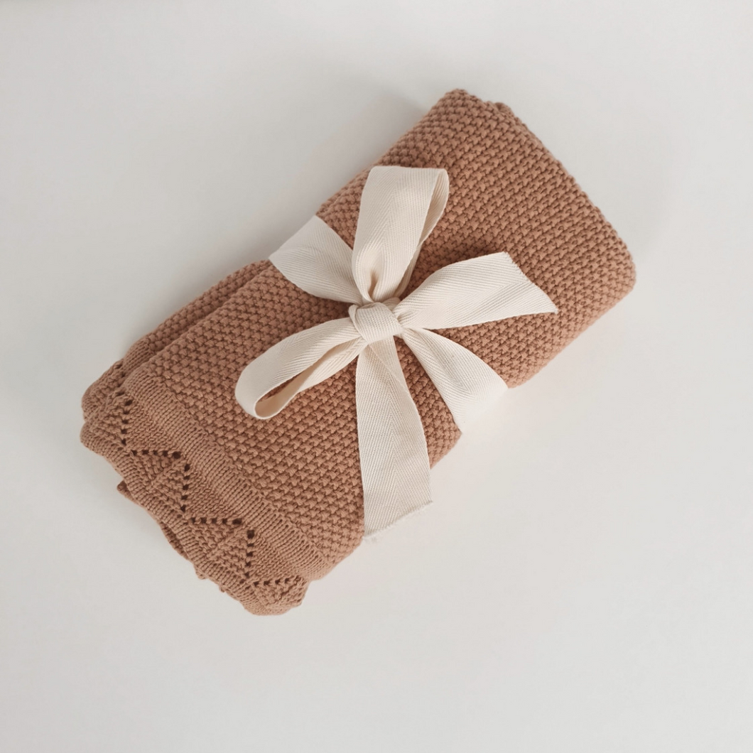 Organic Cotton Knitted Blanket | Soft Terracotta