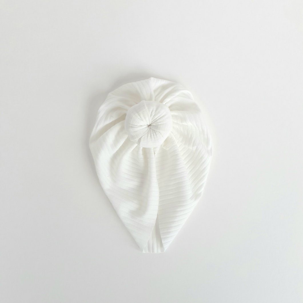 NEW Ribbed Knot Turban | Pure White