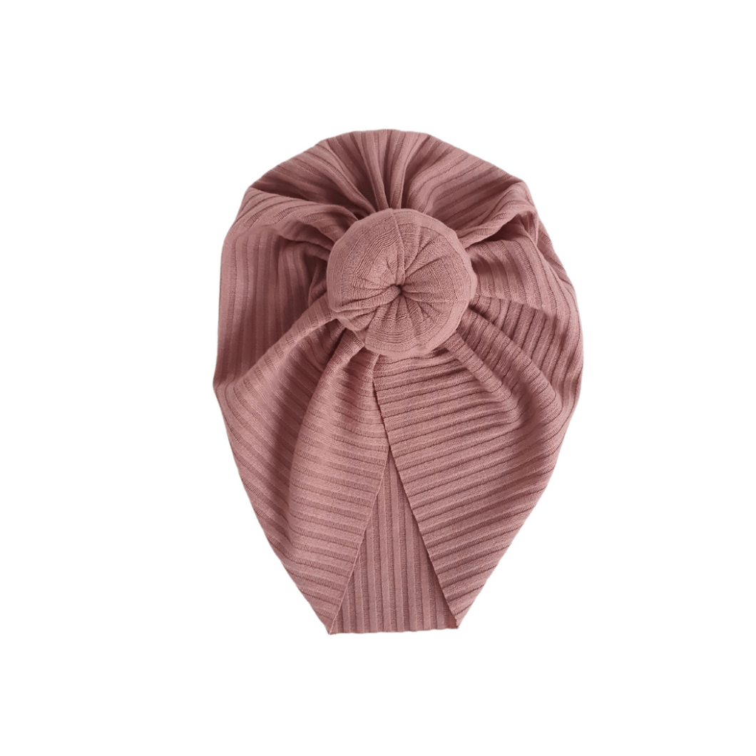 NEW Ribbed Knot Turban | Dusty Rose