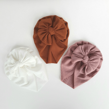 Load image into Gallery viewer, Ribbed Bow Turban | Pure White
