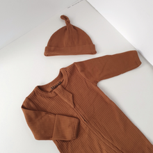 Load image into Gallery viewer, Organic Cotton Ribbed Sleepsuit | Deep Rust
