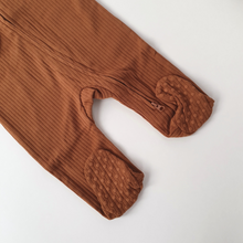 Load image into Gallery viewer, Organic Cotton Ribbed Sleepsuit | Deep Rust
