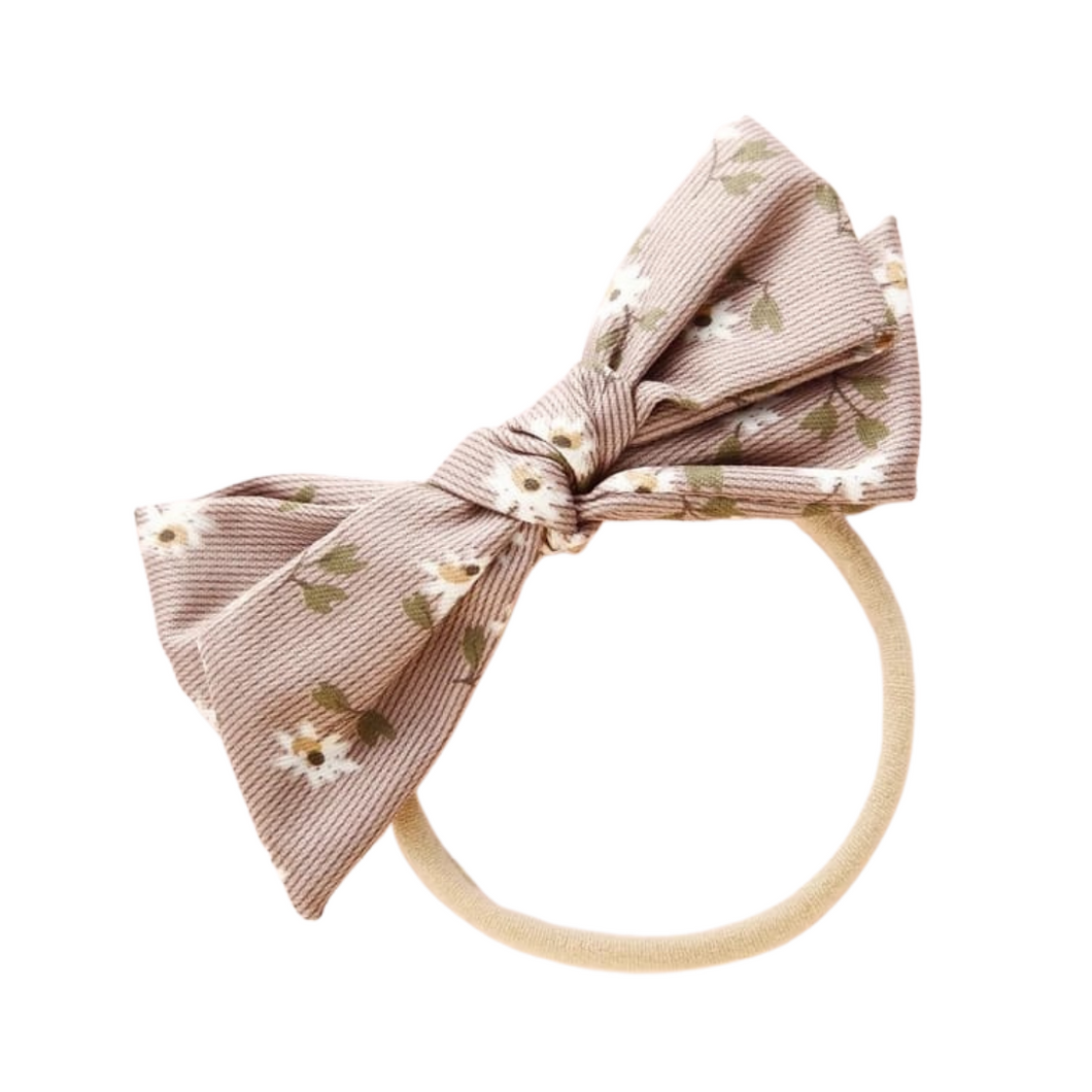 Printed Bow Headband | Brown Floral