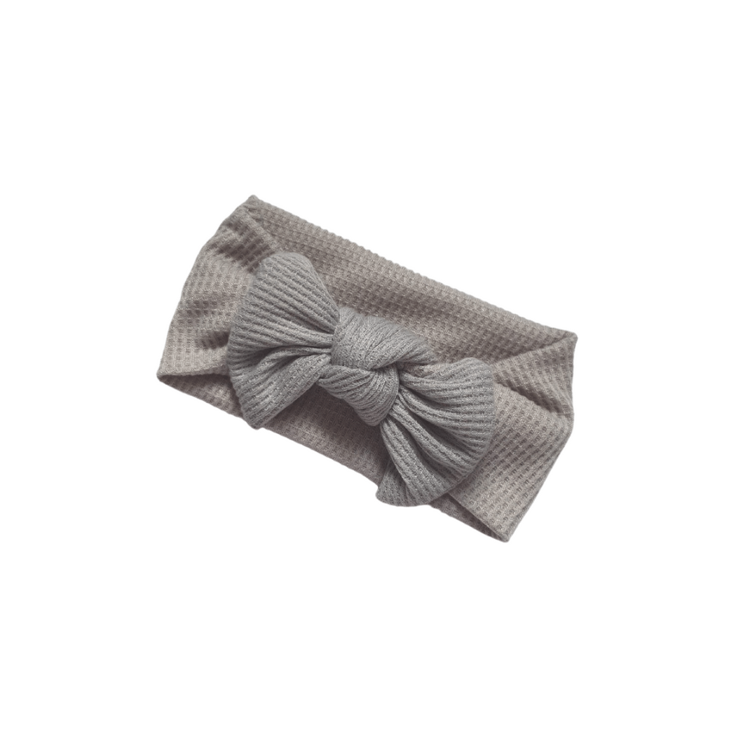 Waffle Knot Bow Headbands | Grey