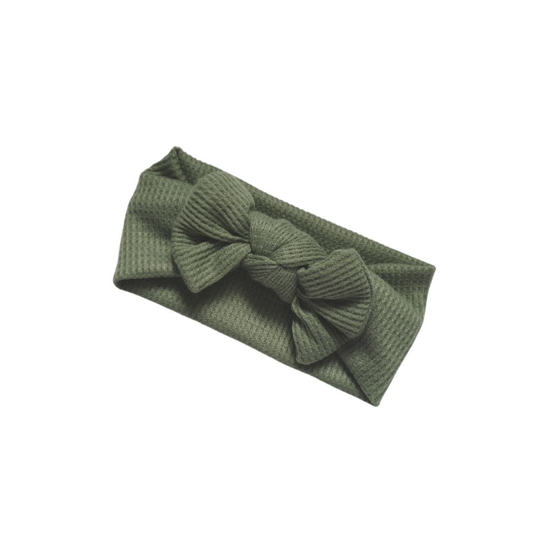 Waffle Knot Bow Headbands | Moss