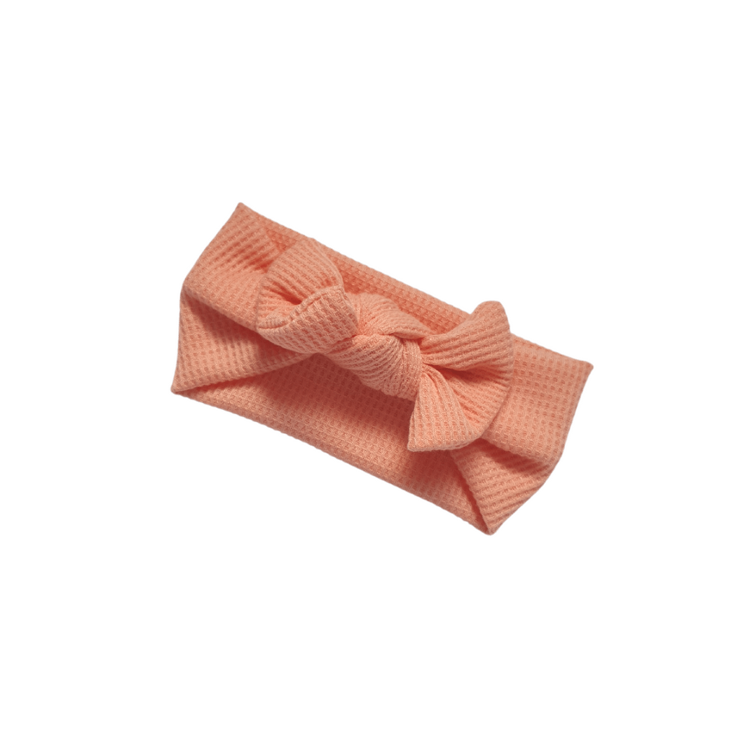 Waffle Knot Bow Headbands | Peach